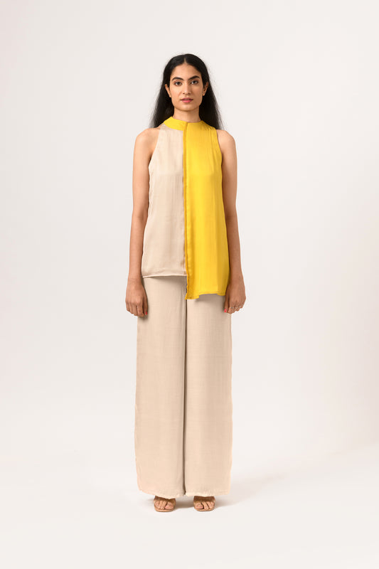 Ecru Yellow Halter Neck Blouse