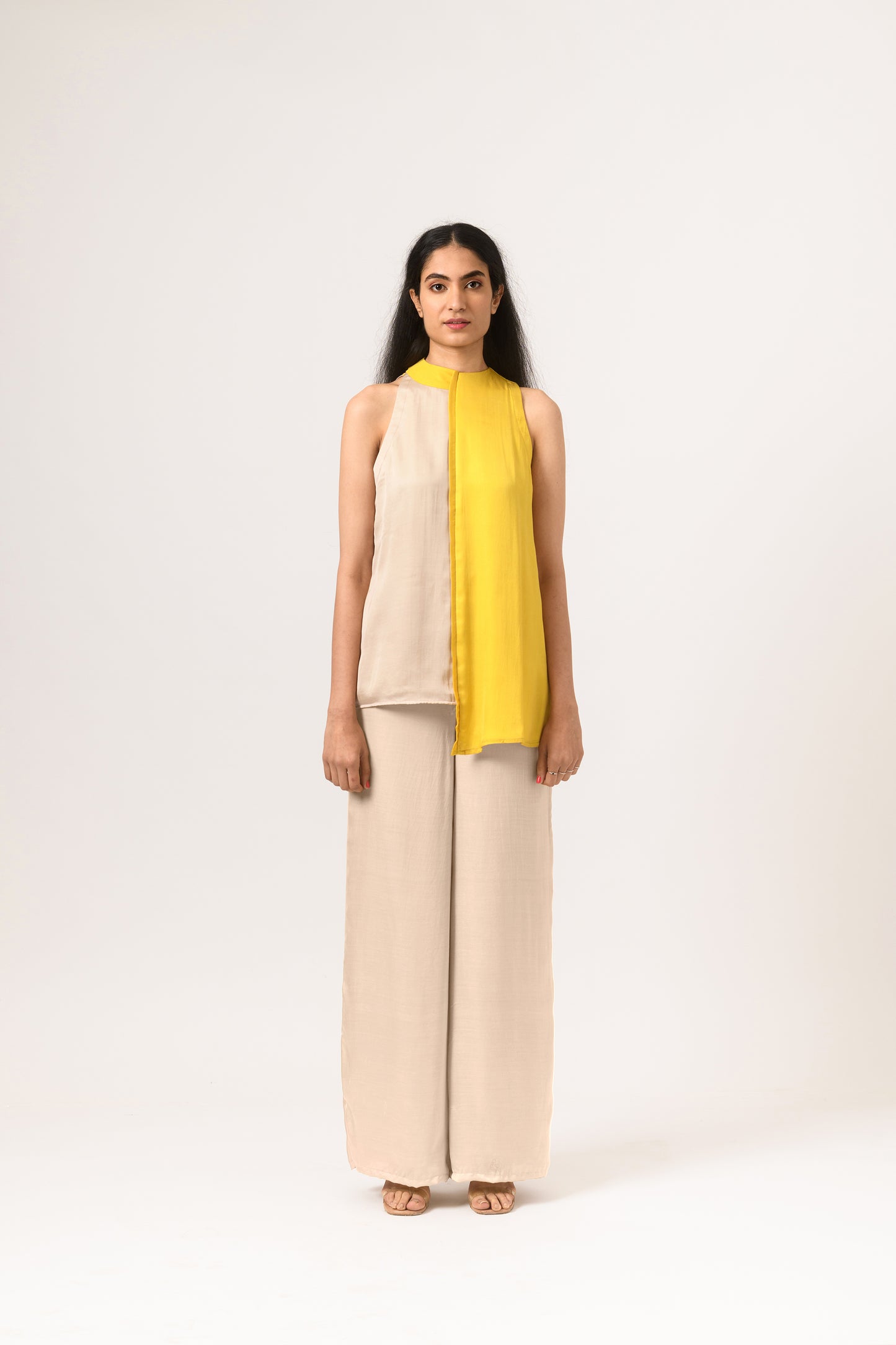 Ecru Yellow Halter Neck Blouse