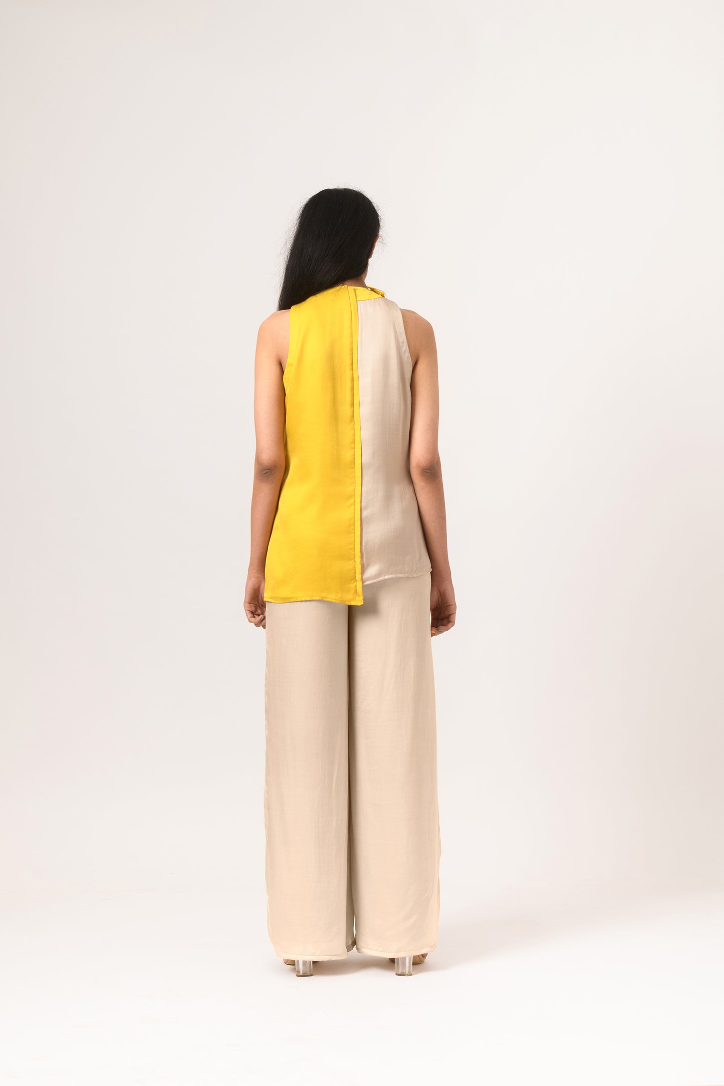 Ecru Yellow Halter Neck Blouse