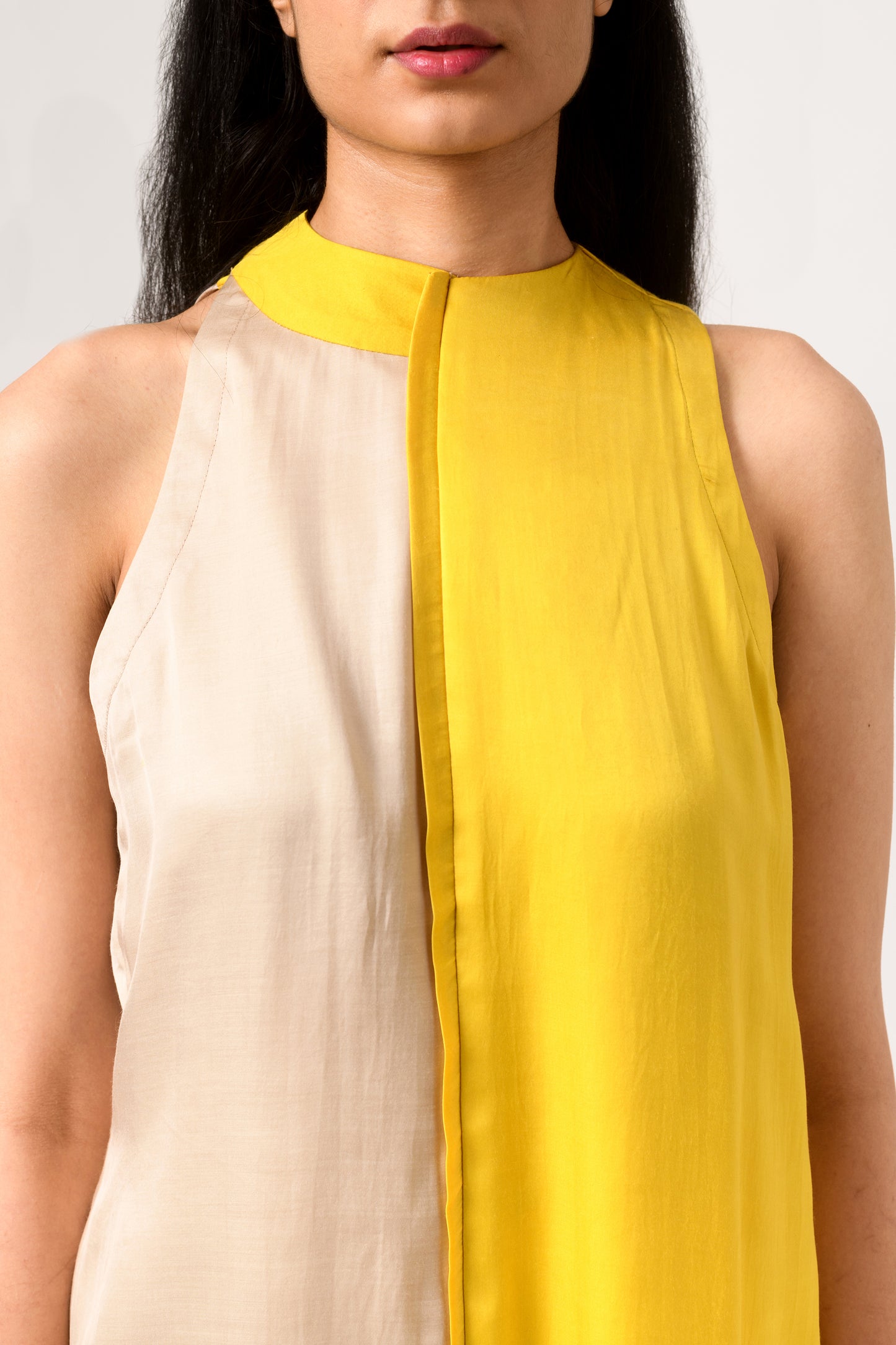 Ecru Yellow Halter Neck Blouse