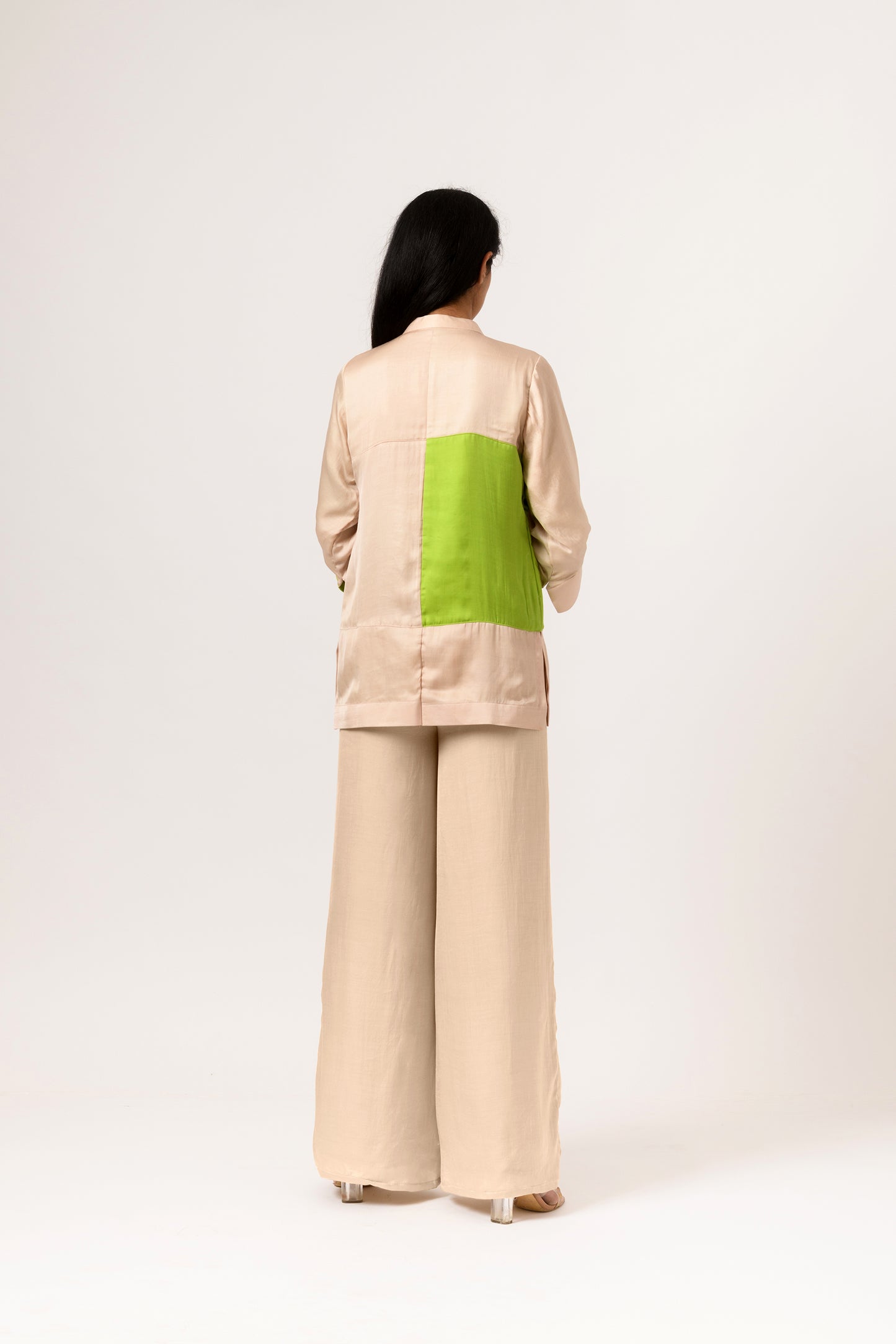 Ecru Green Colorblocked Blouse