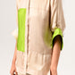Ecru Green Colorblocked Blouse