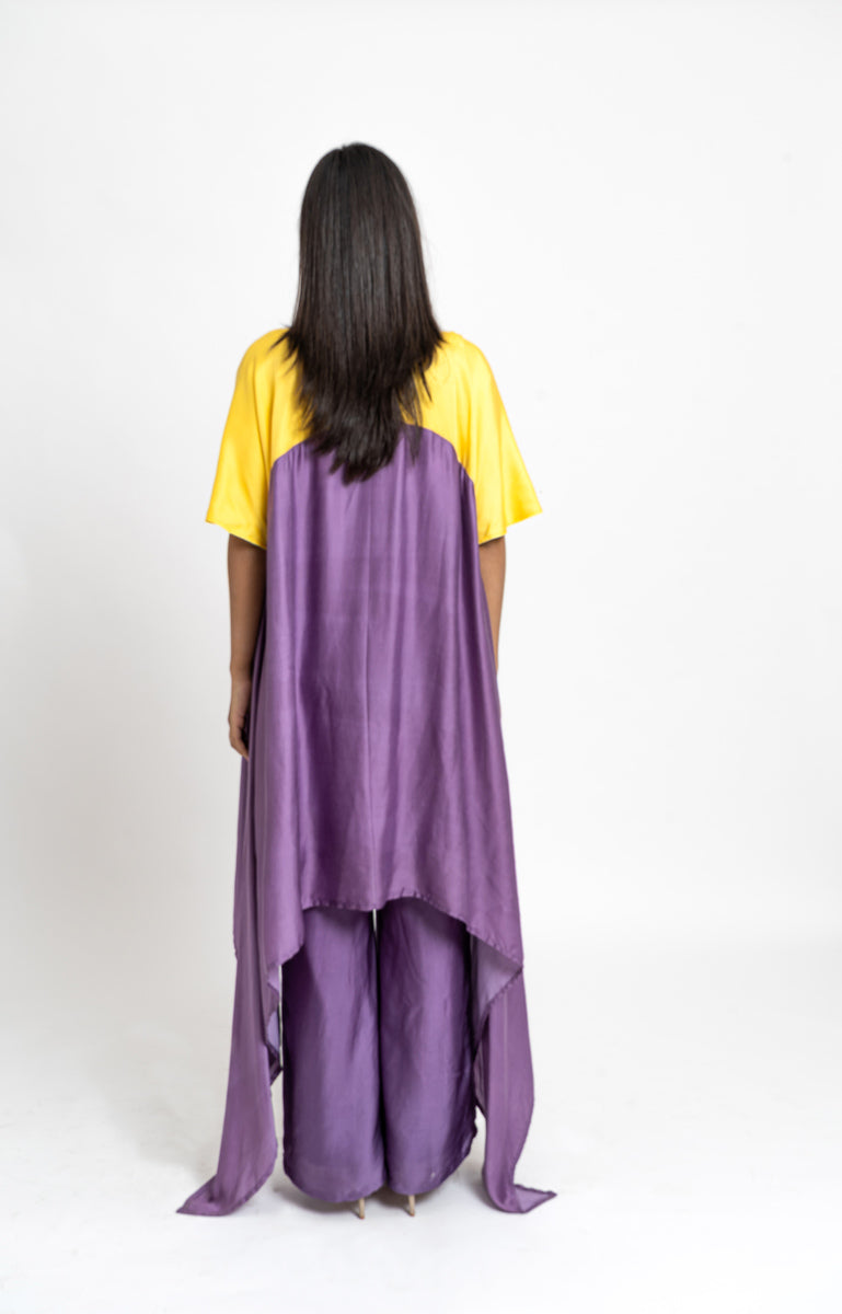 Purple Yellow Kurta Set