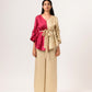 Wine-Ecru Cape Co-ord Set