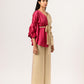 Wine-Ecru Cape Co-ord Set