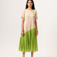 Ecru-Green Gather Dress