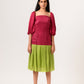 Wine-Green Gather Dress