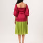 Wine-Green Gather Dress