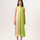 Ecru-Green Halter Neck Dress