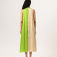 Ecru-Green Halter Neck Dress