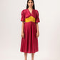 Wine-Yellow Rouching Dress