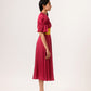 Wine-Yellow Rouching Dress