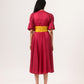 Wine-Yellow Rouching Dress