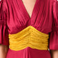 Wine-Yellow Rouching Dress
