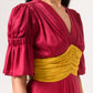 Wine-Yellow Rouching Dress
