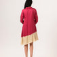 Wine-Ecru Asymmetrical Dress