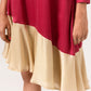 Wine-Ecru Asymmetrical Dress