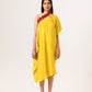 Wine-Yellow One Shoulder Dress