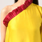 Wine-Yellow One Shoulder Dress