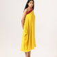 Wine-Yellow One Shoulder Dress