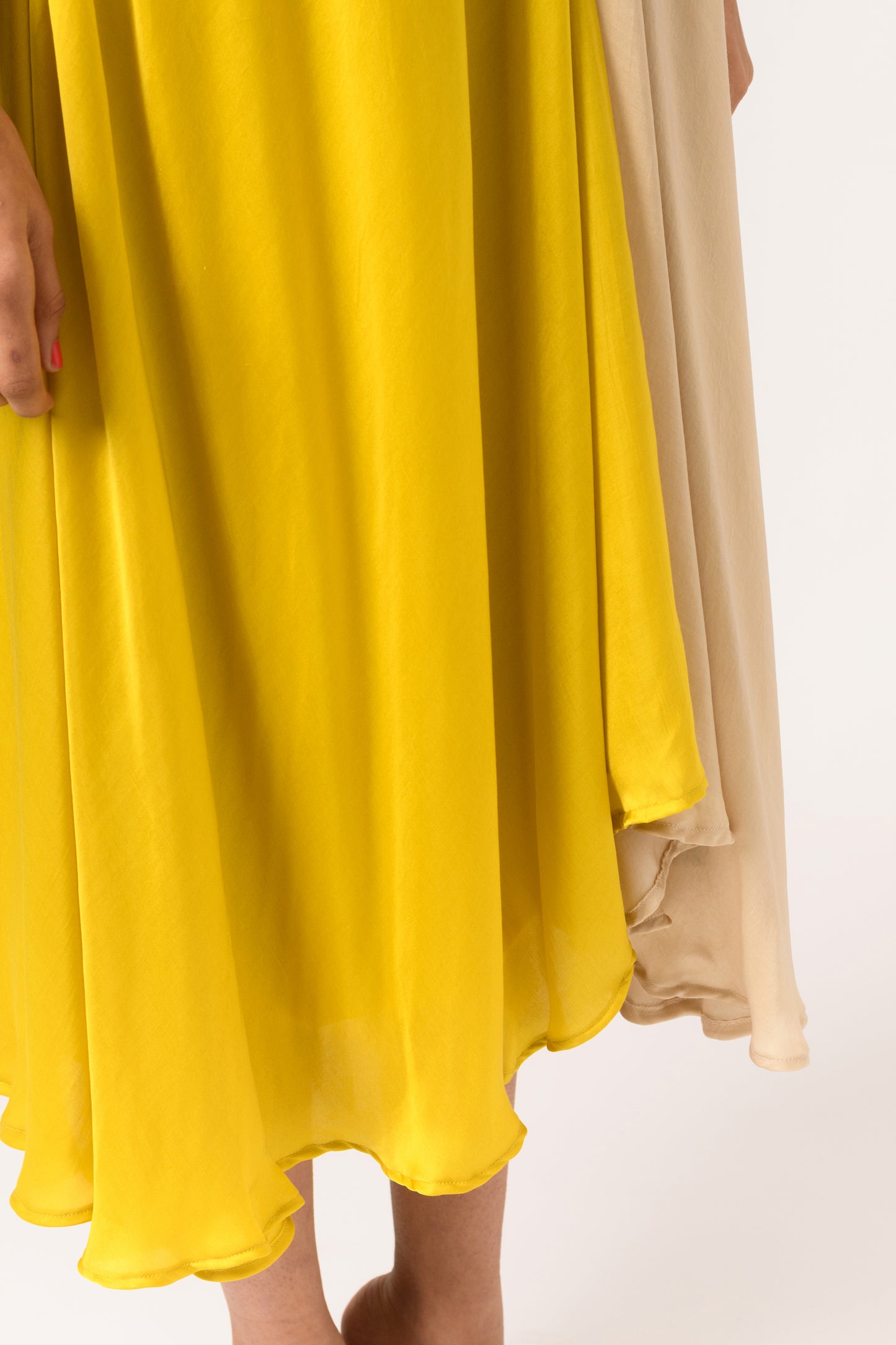 Yellow-Ecru Cap Dress