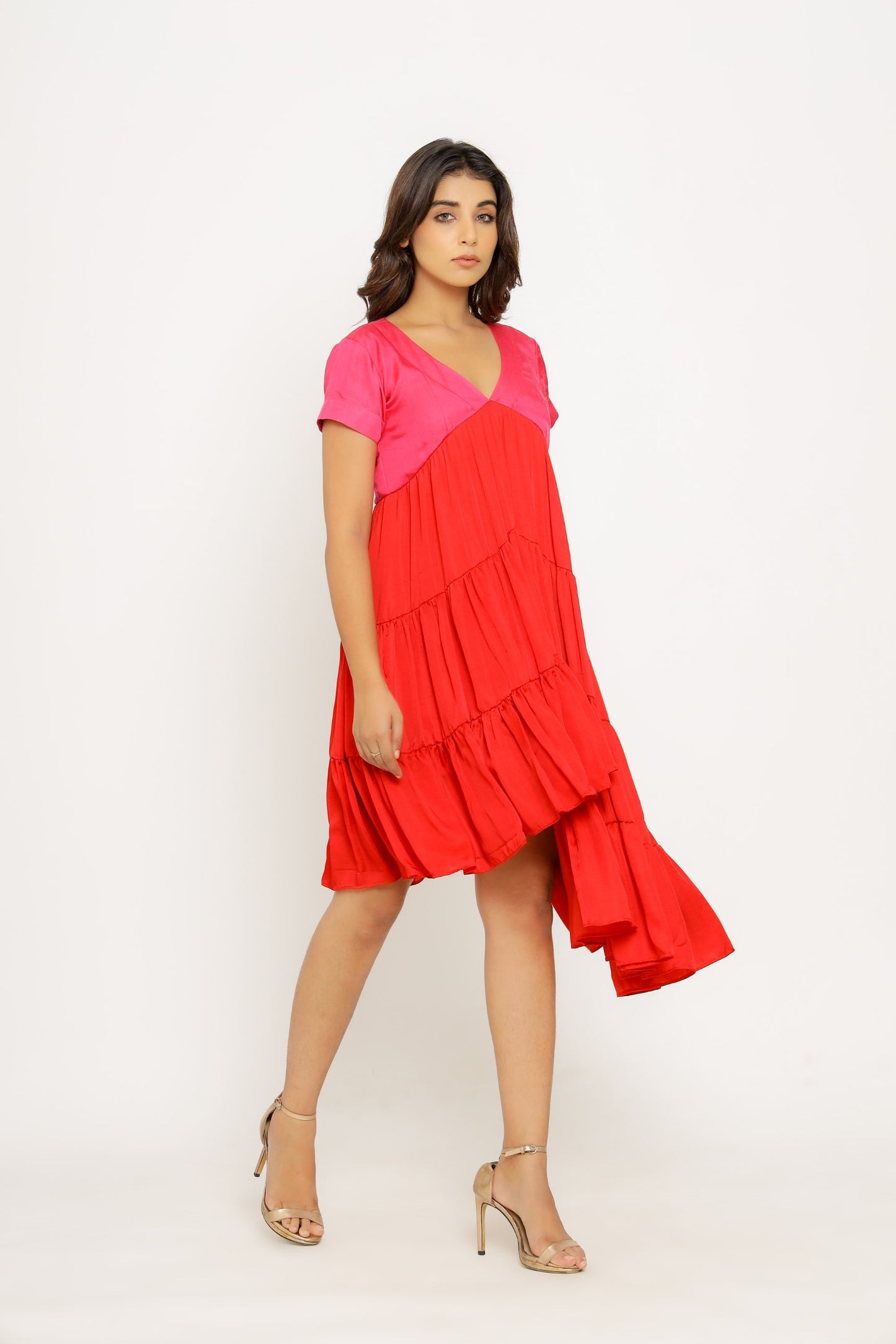 Red-Pink Asymmetrical Dress