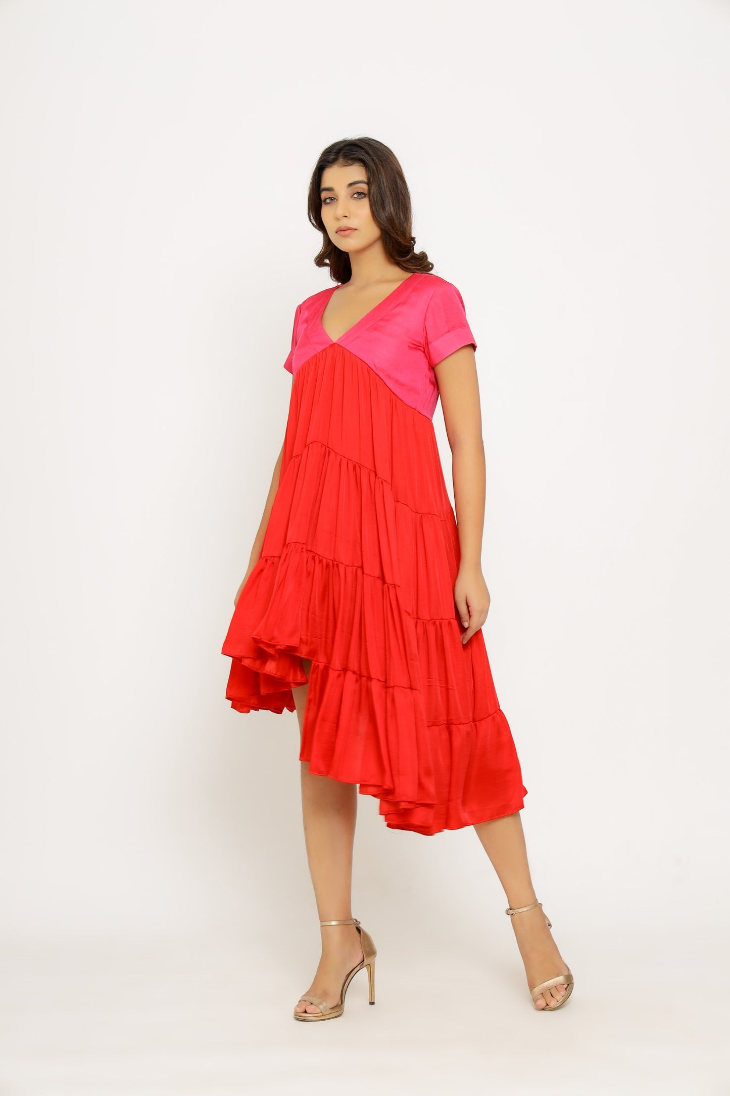 Red-Pink Asymmetrical Dress