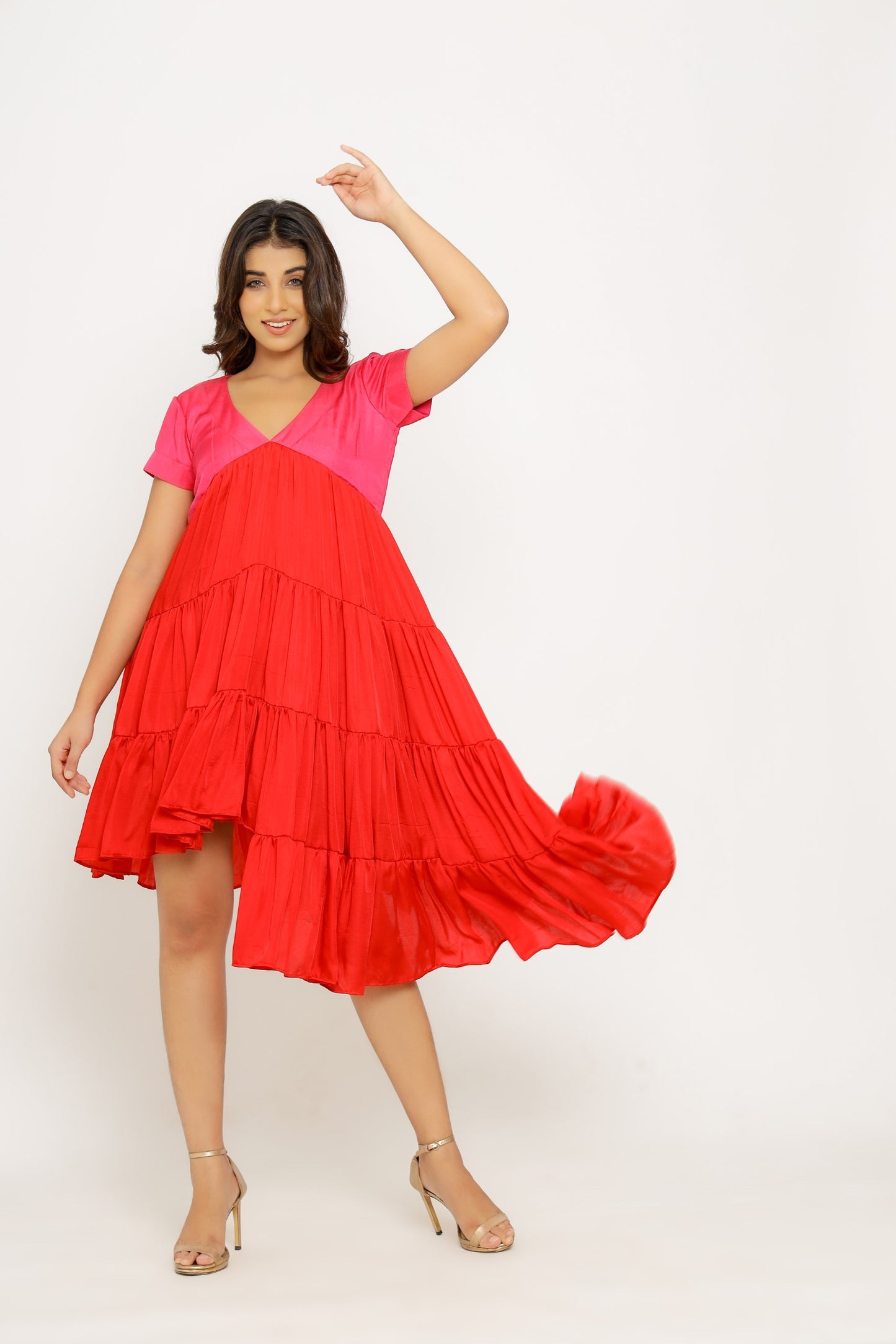 Red-Pink Asymmetrical Dress