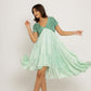 Teal-Tea Green Asymmetrical Dress