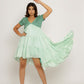 Teal-Tea Green Asymmetrical Dress