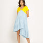 Yellow-Ice Blue Asymmetrical Dress