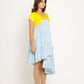 Yellow-Ice Blue Asymmetrical Dress