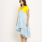 Yellow-Ice Blue Asymmetrical Dress