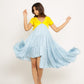 Yellow-Ice Blue Asymmetrical Dress