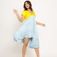 Yellow-Ice Blue Asymmetrical Dress
