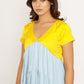 Yellow-Ice Blue Asymmetrical Dress