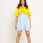 Yellow-Ice Blue Frill Dress
