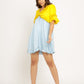 Yellow-Ice Blue Frill Dress
