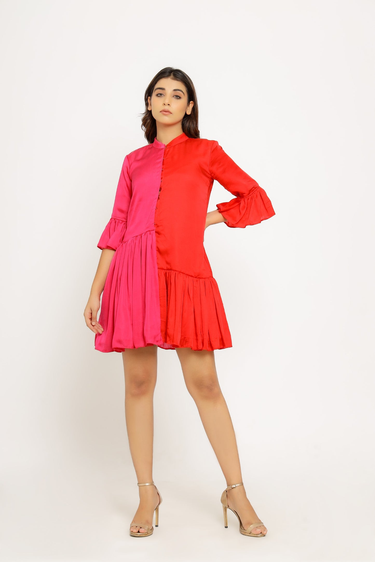 Red-Pink Half & Half Dress