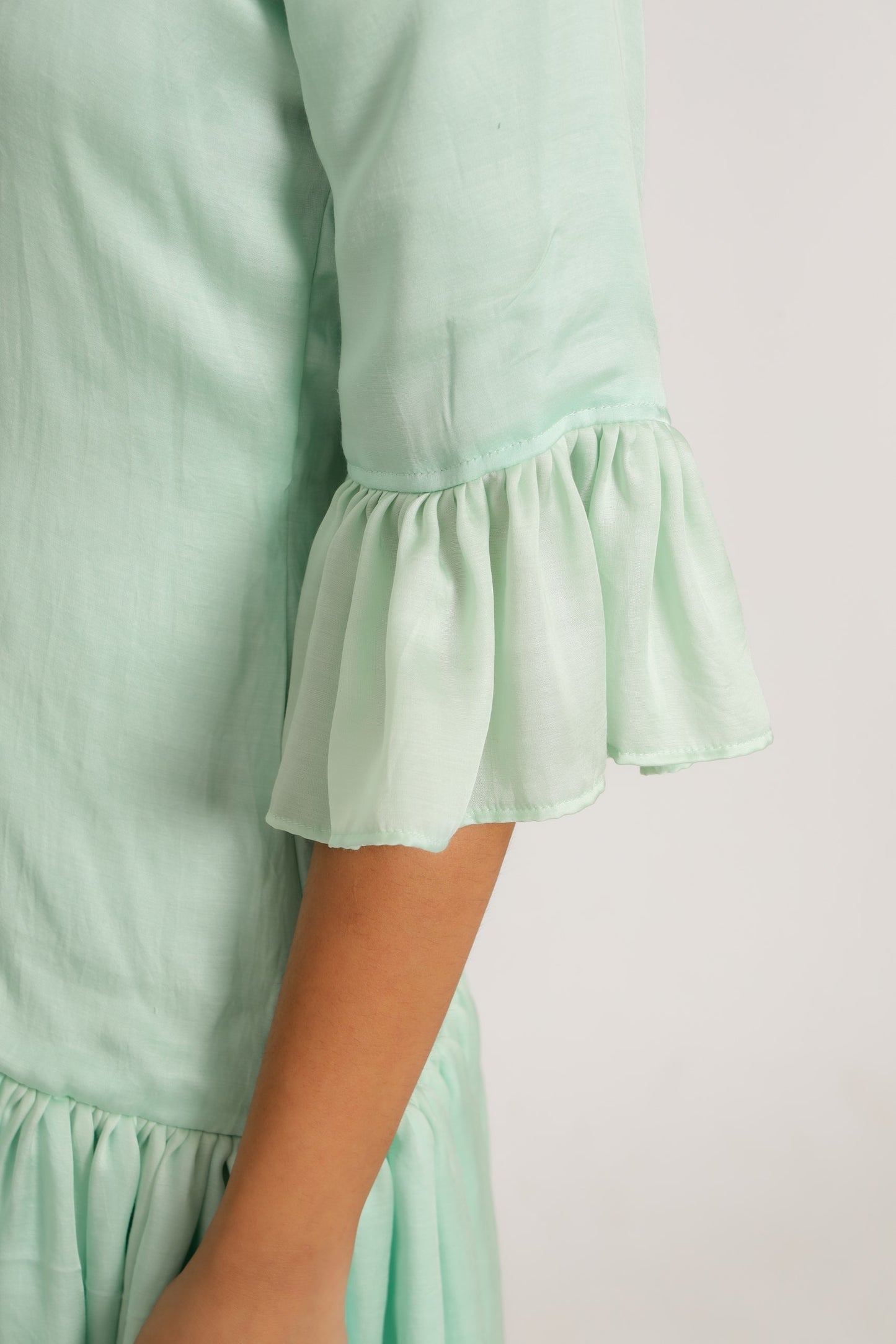 Teal-Tea Green Half & Half Dress