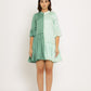 Teal-Tea Green Half & Half Dress