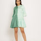 Teal-Tea Green Half & Half Dress