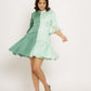 Teal-Tea Green Half & Half Dress