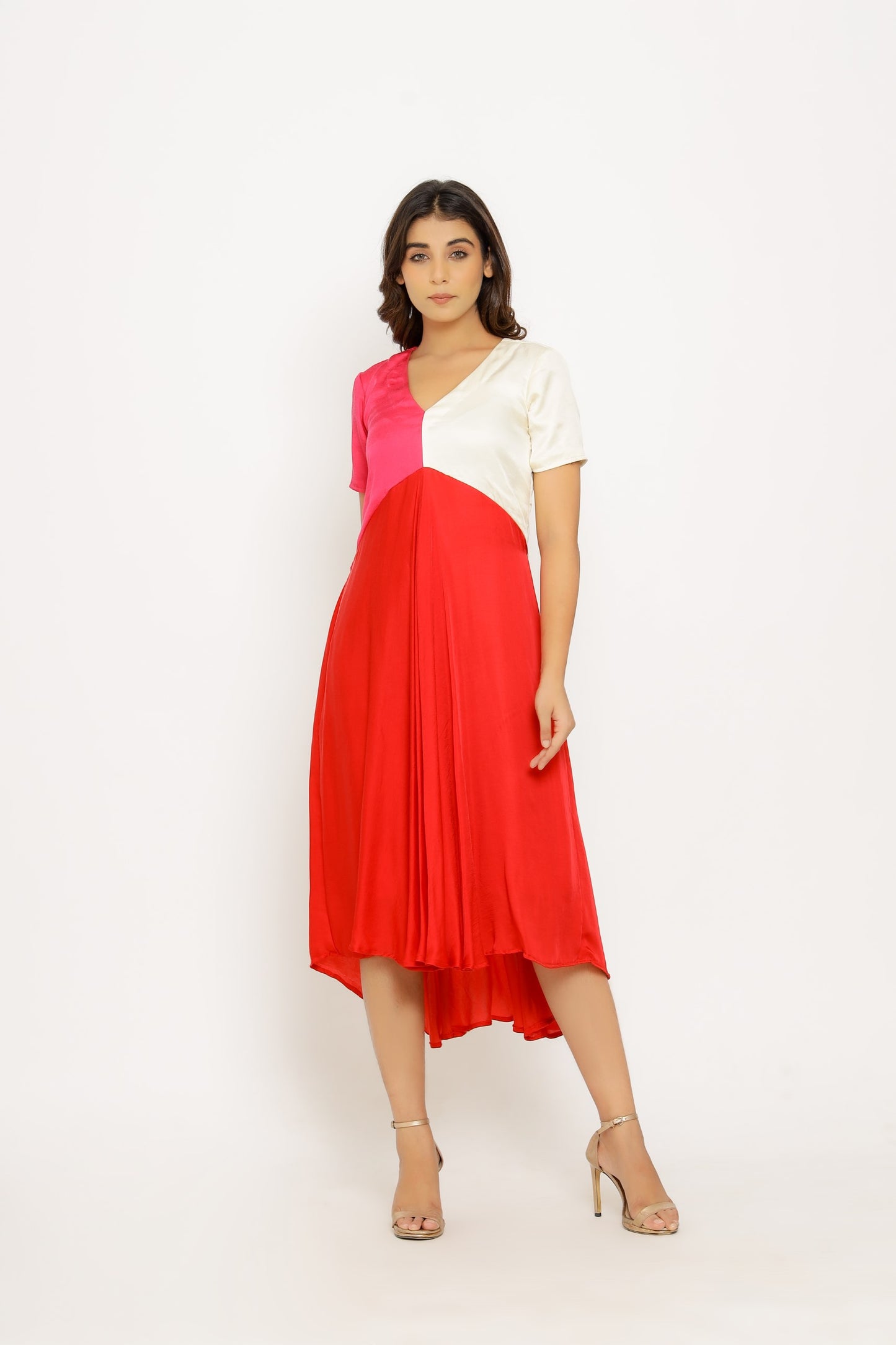 Red-Pink Midi Dress