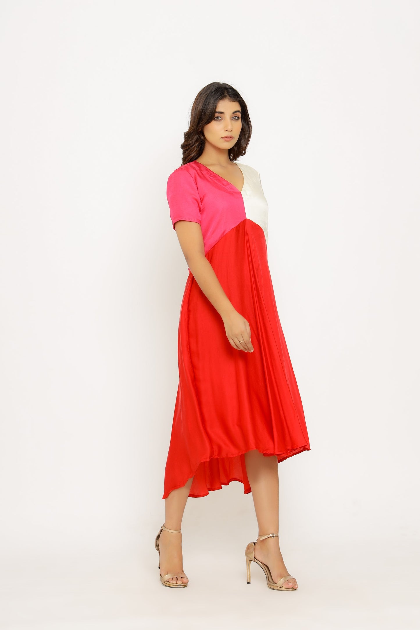 Red-Pink Midi Dress