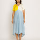 Yellow-Ice Blue Midi Dress