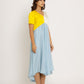 Yellow-Ice Blue Midi Dress