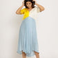 Yellow-Ice Blue Midi Dress