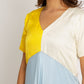Yellow-Ice Blue Midi Dress
