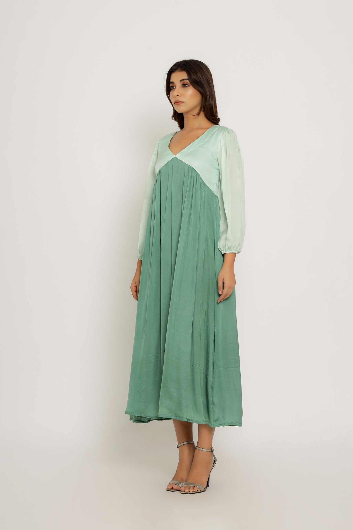 Teal-Tea Green Maxi Dress